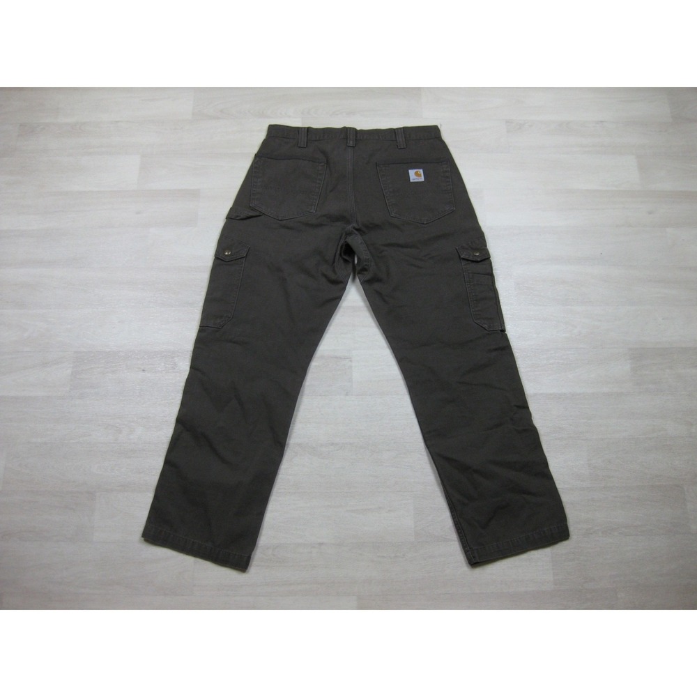 Carhartt Ripstop Cargo Work Pants Men's (33x29) Loose Fit Brown Double Knee - Picture 10 of 14